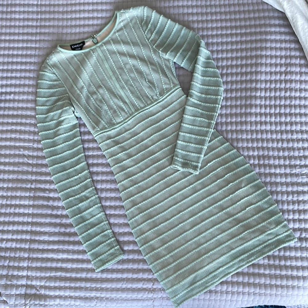 Mint green body con long sleeve Bebe dress